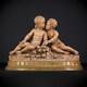 Pair Of Putti Terracotta Group Sculpture Antique Signed H Heusers Statue 18.9