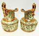 Pair Of Rare Antique Hand Painted Neoclassical Vases Ewers Pitcher Signed Elb