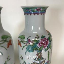 Pair of Republican Chinese Porcelain Famille Rose Signed Vases