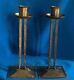 Pair Of Roycroft Princess Hand Hammered Copper Candlesticks Candle Holder Signed