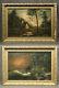 Pair Of Russian Antique Magical Landscape Paintings With Beautiful Gold Frames