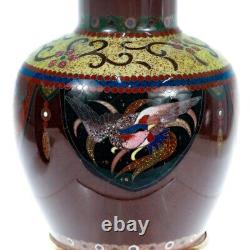 Pair of Signed Antique Japanese Cloisonne Enamel Vases by Daikichi