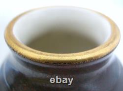 Pair of Signed Antique Japanese Meiji Period Brown Tea Dust Glazed Vases (3.7)