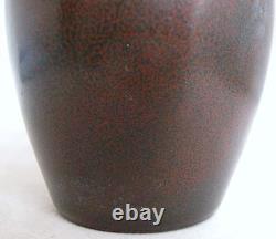 Pair of Signed Antique Japanese Meiji Period Brown Tea Dust Glazed Vases (3.7)