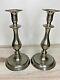 Pair Of Signed Antique Pewter Candlesticks 10