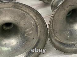 Pair of Signed Antique Pewter Candlesticks 10