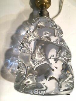 Pair of Signed Baccarat Crystal Glass Boudoir Lamps, Very Rare
