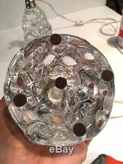 Pair of Signed Baccarat Crystal Glass Boudoir Lamps, Very Rare