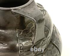 Pair of Signed Etain Garanti Pur Pewter Antique Art Nouveau Floral Vases