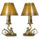 Pair Of Signed Handel Electric Boudoir Lamps With Griffins (rare)