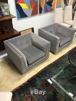 Pair of Signed Harvey Probber Chairs with Walnut Base