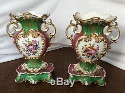Pair of Signed Jacob Petit porcelain Vases With Romantic & Floral Hand Painted
