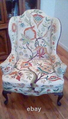 Pair of Signed Mary Webb Woodmark Queen Anne Wingback Chairs