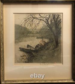 Pair of Signed Original 1935 L. Kasimir Etchings-Persenbeug Cstl & Schoenbuehel