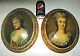 Pair Of Signed Painted Portrait Florentine Style Wooden Plaques
