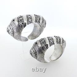 Pair of Signed Qing Chinese Export No. 23 Sterling Silver Cuff Bracelets