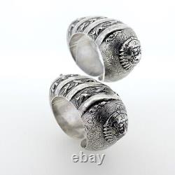 Pair of Signed Qing Chinese Export No. 23 Sterling Silver Cuff Bracelets