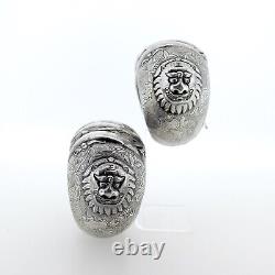 Pair of Signed Qing Chinese Export No. 23 Sterling Silver Cuff Bracelets