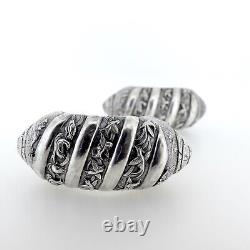 Pair of Signed Qing Chinese Export No. 23 Sterling Silver Cuff Bracelets