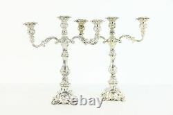 Pair of Silverplate Triple Antique Candelabra, Signed Barbour #38289