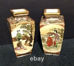 Pair of Small Antique Signed Satsuma Vases