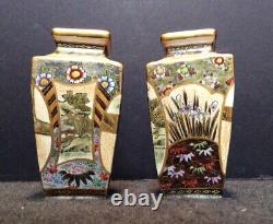Pair of Small Antique Signed Satsuma Vases