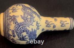Pair of Small Bottle Shaped Chinese Dragon Vases Signed