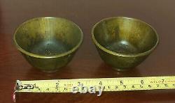 Pair of Stunning Signed Vintage Eastern Bronze Rice Bowls