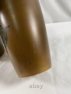 Pair of VTG Antique Gold Gilt Bronze Japanese Vases withImmortal Figures Signed