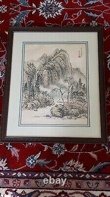 Pair of Vintage 1979 Chinese Watercolor Paintings on paper, signed by Shen Weng