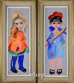 Pair of Vintage Framed Oil On Canvas, Signed by Zivka Suvic, Boy & Girl Portrait