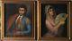 Pair Of Vintage Framed Spanish Oil Paintings Of Young Couple By Juan Antonio