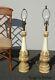 Pair Of Vintage French Country Off White Table Lamps W Acanthus Leaves Signed