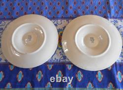 Pair of Vintage French majolica OYSTER PLATE Longchamp signed both