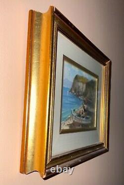 Pair of Vintage Gold Framed Italian / Italy Marina Paintings -Signed R DiFiore