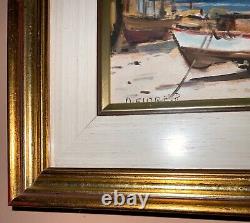 Pair of Vintage Gold Framed Italian / Italy Marina Paintings -Signed R DiFiore