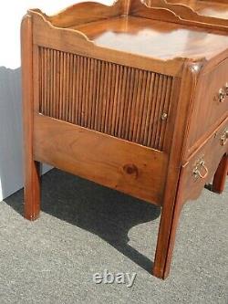 Pair of Vintage Handmade French Country Tambour Nightstands Signed Rennick 1955