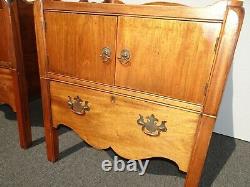 Pair of Vintage Handmade French Country Tambour Nightstands Signed Rennick 1955