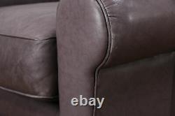 Pair of Vintage Leather Large Club Chairs & Ottomans, Signed Sherrill #34953