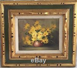 Pair of Vintage Original Framed Floral Oil Paintings Signed Robert Cox