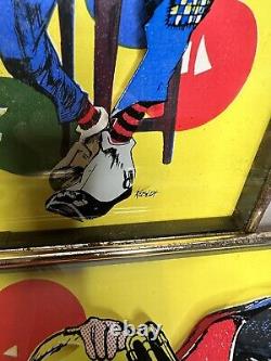 Pair of Vintage Reverse Painting On Glass Circus Clowns Signed