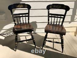 Pair of Vintage, Signed, Stenciled, Ethan Allen/Hitchcock thumb-backed chairs