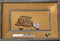Pair of Vintage Velvet Paintings Eytinge Los Angeles Framed Mid Century Mouse