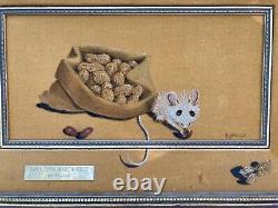 Pair of Vintage Velvet Paintings Eytinge Los Angeles Framed Mid Century Mouse