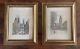 Pair Of Vtg Colored Etching Prints Big Ben St. Paul's London Signed Gold Frames