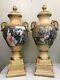 Pair Of Yellow Porcelain 24k Gilded Accented Vases, Signed