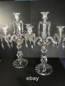 Pair of antique baccarat candleholders/Signed/Stamped/France C. 1920/candlestick