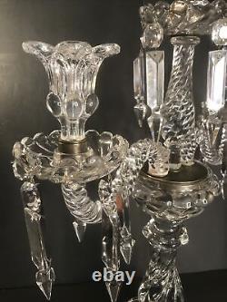 Pair of antique baccarat candleholders/Signed/Stamped/France C. 1920/candlestick