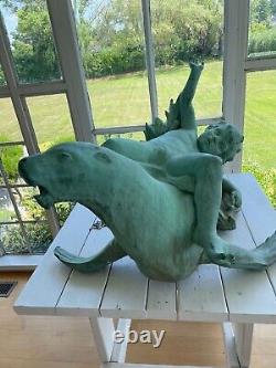 Pair of antique bronze sculpture signed