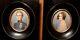 Pair Of Antique Miniature Portrait Paintings Of A Young Lady & Young Man